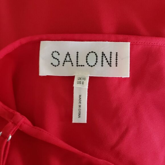 Saloni Pixie Silk Chiffon Floral Print Ruffled Mini Dress Size 6 Pink Red - Picture 14 of 16